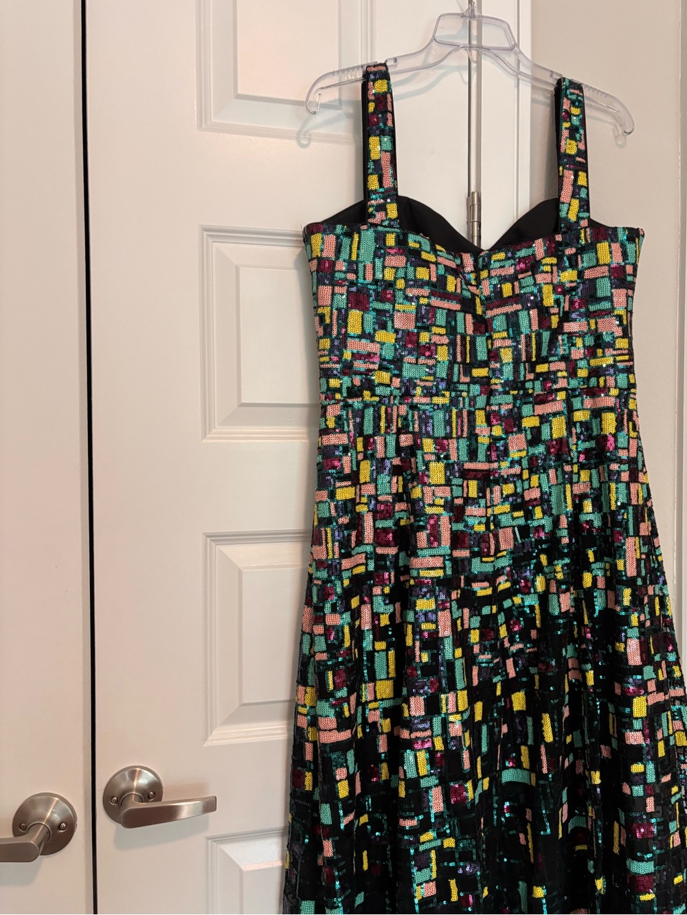 Dress The Population Black Sequin Mosaic Maxi Dress with Multicolor Accents - Picture 5 of 6